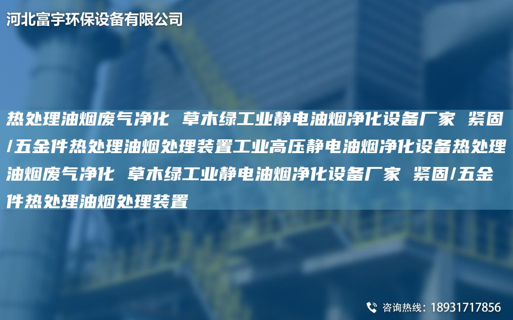 熱處理油煙廢氣凈化 草木綠工業(yè)靜電油煙凈化設備廠(chǎng)家 緊固/五金件熱處理油煙處理裝置工業(yè)高壓靜電油煙凈化設備熱處理油煙廢氣凈化 草木綠工業(yè)靜電油煙凈化設備廠(chǎng)家 緊固/五金件熱處理油煙處理裝置