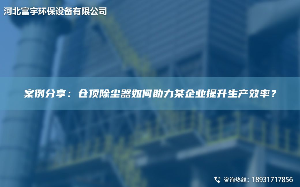 案例分享：倉頂除塵器如何助力某企業(yè)提升生產(chǎn)效率？